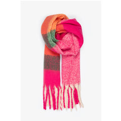 Blanket scarf - hot pink / green