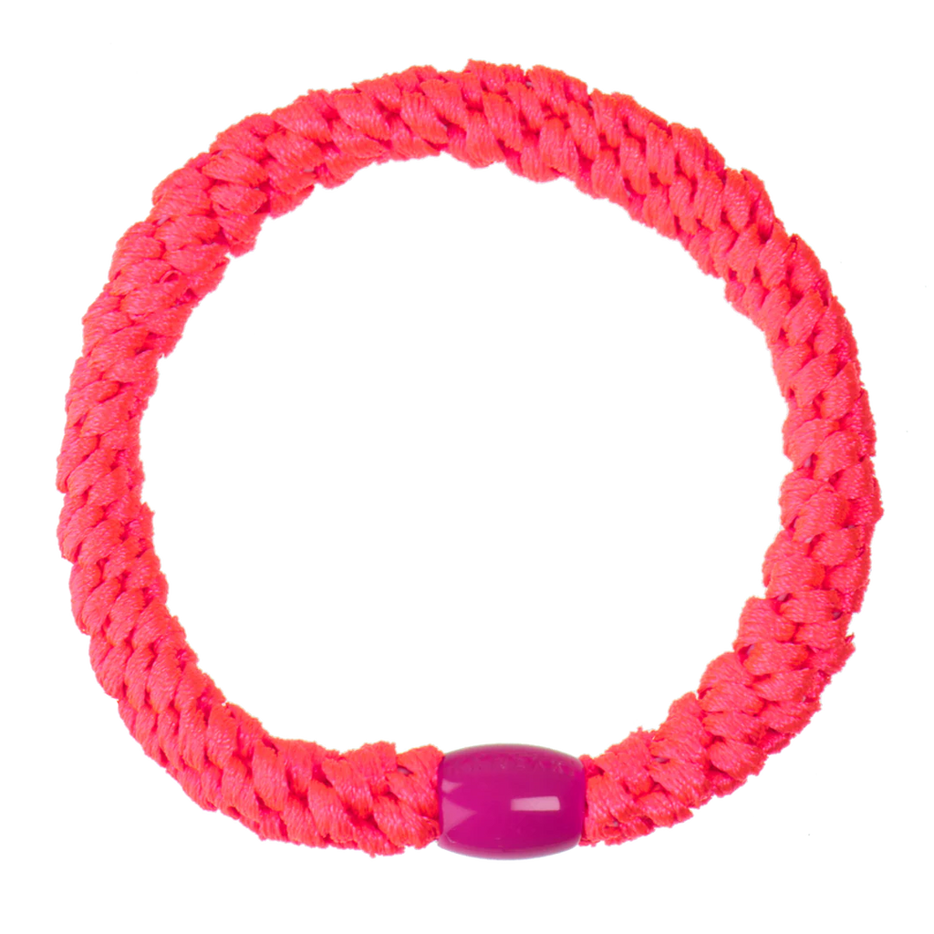 Neon pink hair tie