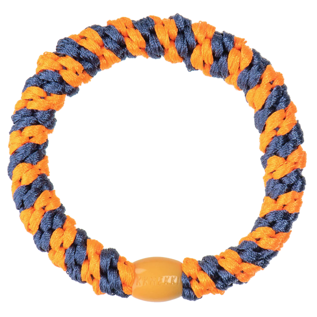 Indigo neon orange hair tie